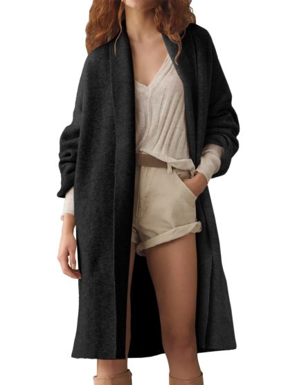 Womens Long  Chunky Open Front Oversized Slouchy Knit Cardigan Sweaters