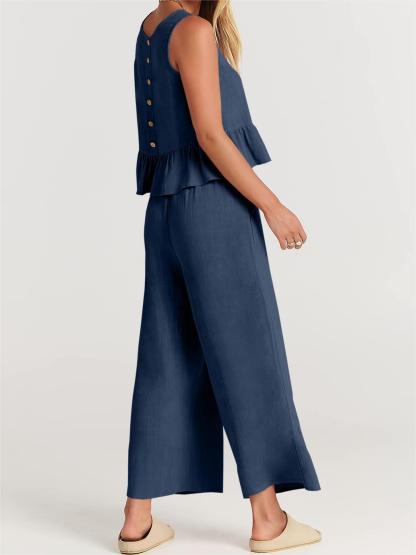 Women's Summer 2 Pieces Outfits - Lounge Set with Pockets-Pink Laura