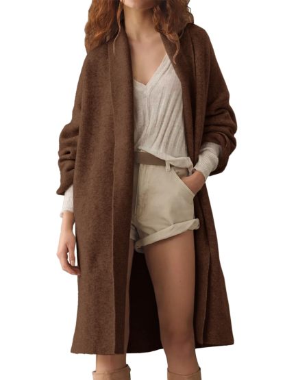 Womens Long  Chunky Open Front Oversized Slouchy Knit Cardigan Sweaters