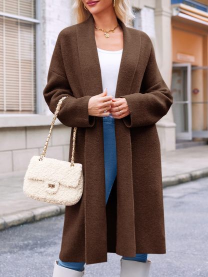 Womens Long  Chunky Open Front Oversized Slouchy Knit Cardigan Sweaters