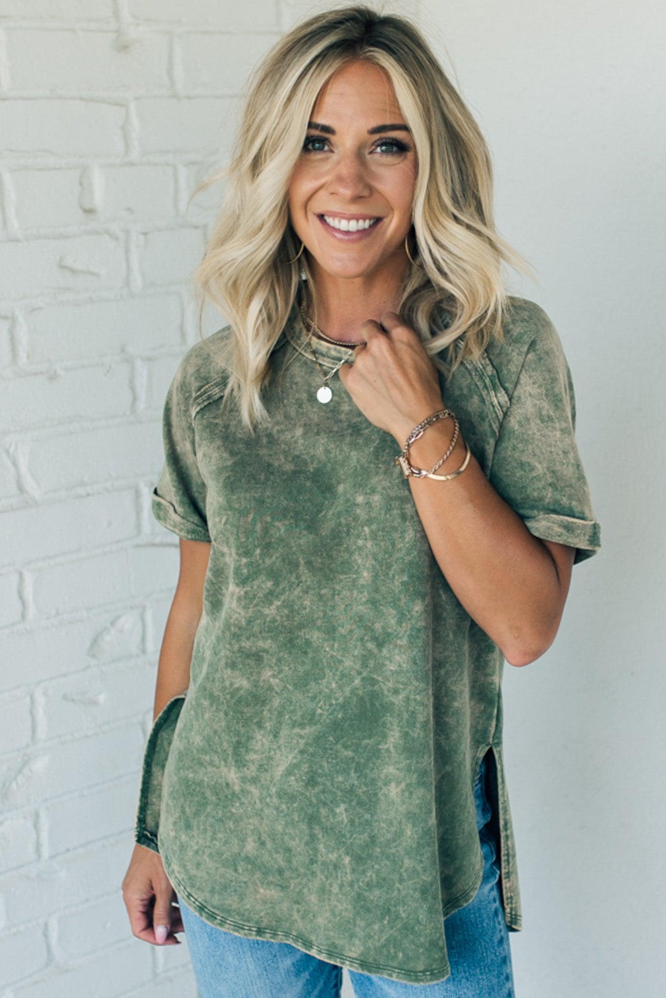 French Terry Acid Wash Top (BUY 2 FREE SHIPPING)