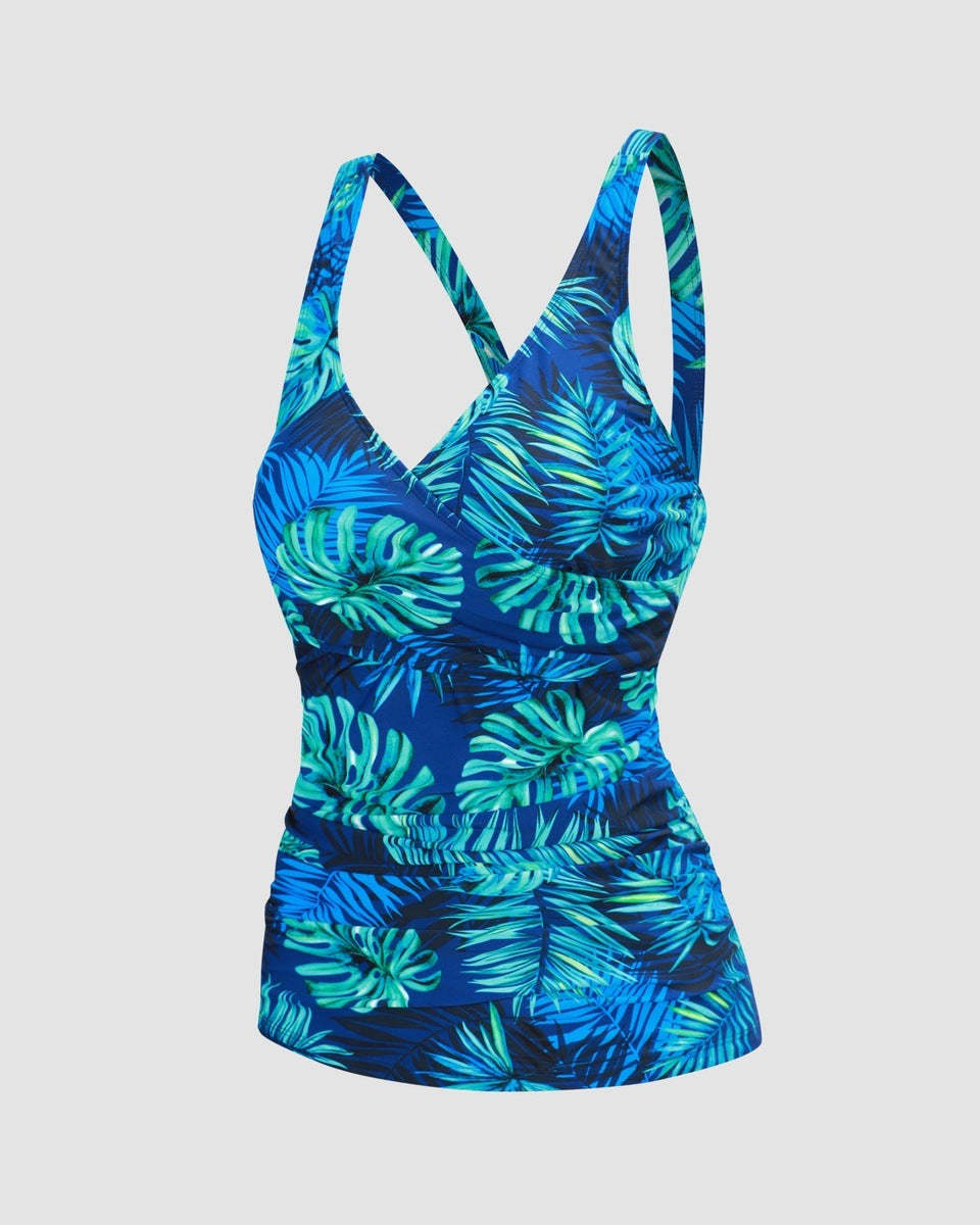 Tropical Rainforest Ruched Wrap Tummy Control Tankini Top – Kindredtrends