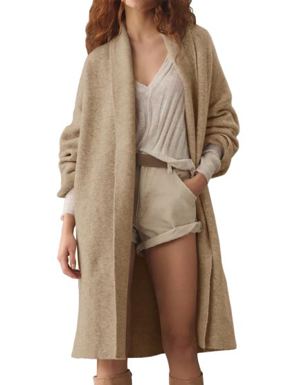 Womens Long  Chunky Open Front Oversized Slouchy Knit Cardigan Sweaters