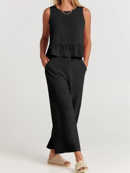 Women's Summer 2 Pieces Outfits - Lounge Set with Pockets-Pink Laura