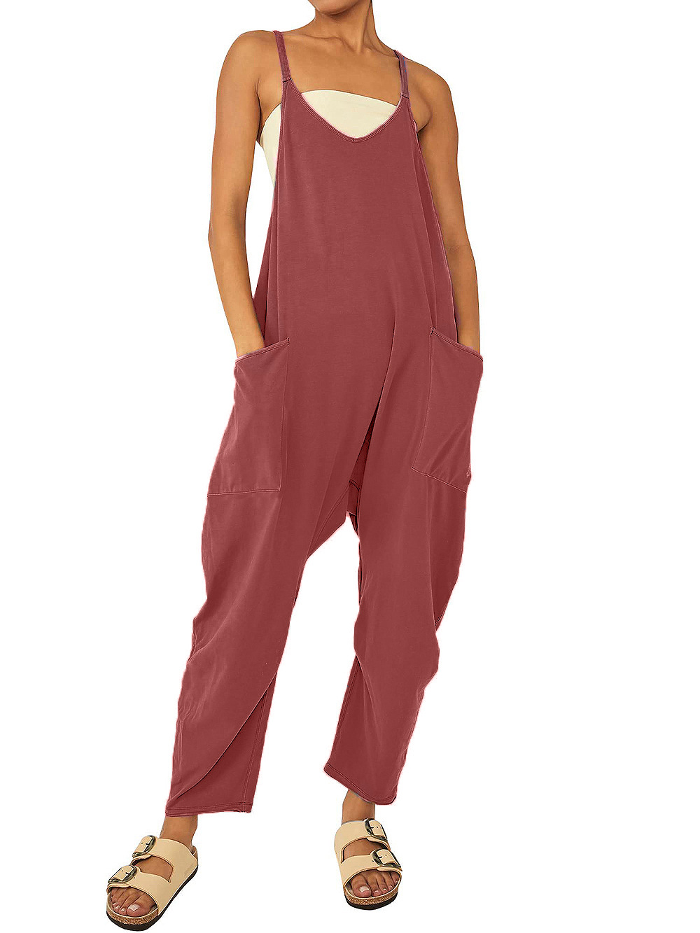 ⏰Hot Sale-Wide Leg Jumpsuit with Pockets(Buy 3 Free Shipping)
