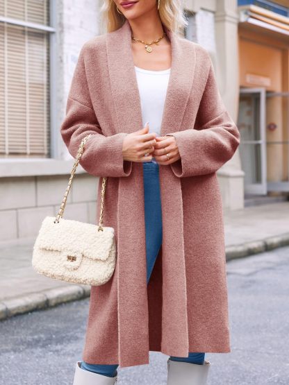 Womens Long  Chunky Open Front Oversized Slouchy Knit Cardigan Sweaters