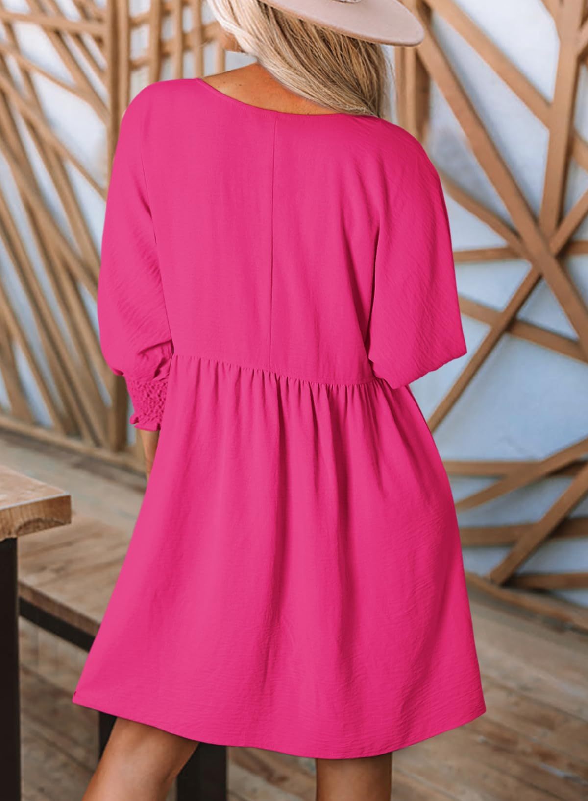 2025 New Women's Casual Short Sleeve Crew Neck Flowy Swing Tunic Dress