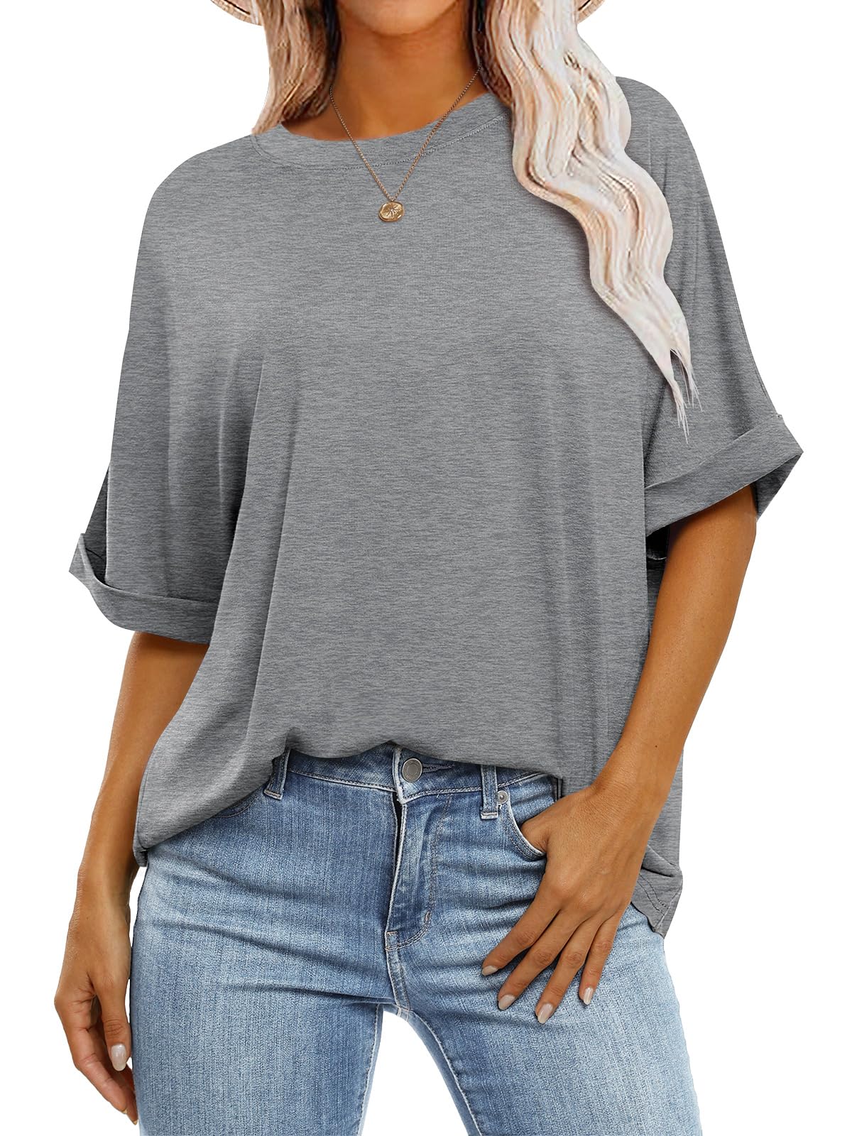 ⏰Hot Sale-Women's Oversized Basic Crew Neck Casual T-Shirt