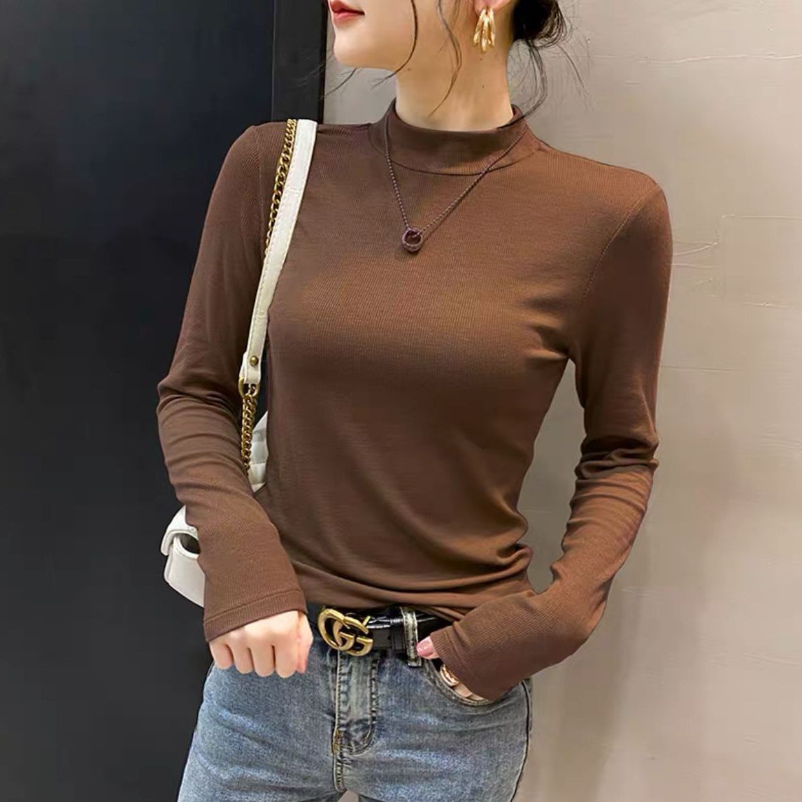 Off-Season Special Promotion 50% OFF 🔥Women's Mock Neck Turtleneck Shirt Long Sleeve  Tee Tops