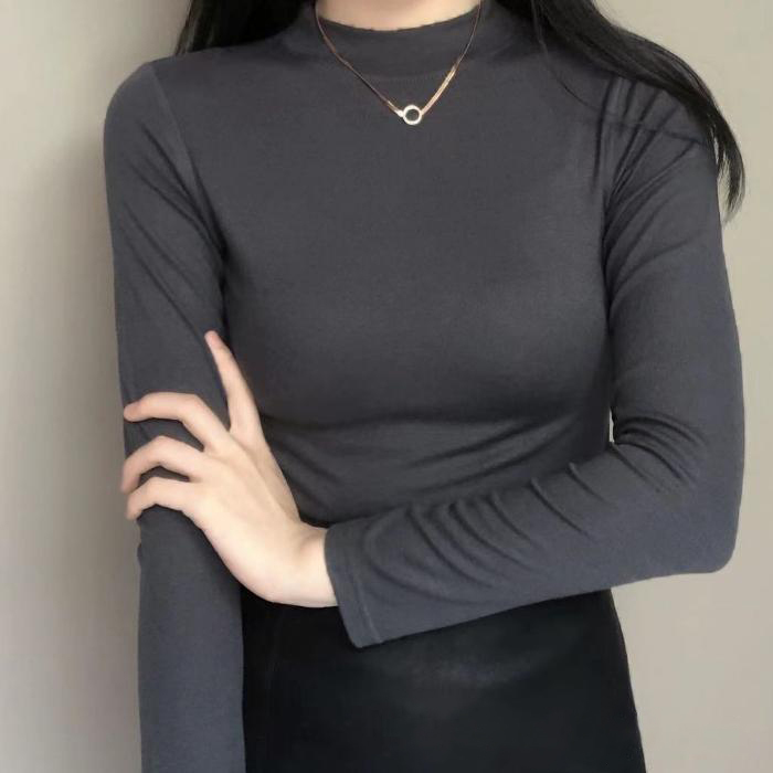 Off-Season Special Promotion 50% OFF 🔥Women's Mock Neck Turtleneck Shirt Long Sleeve  Tee Tops