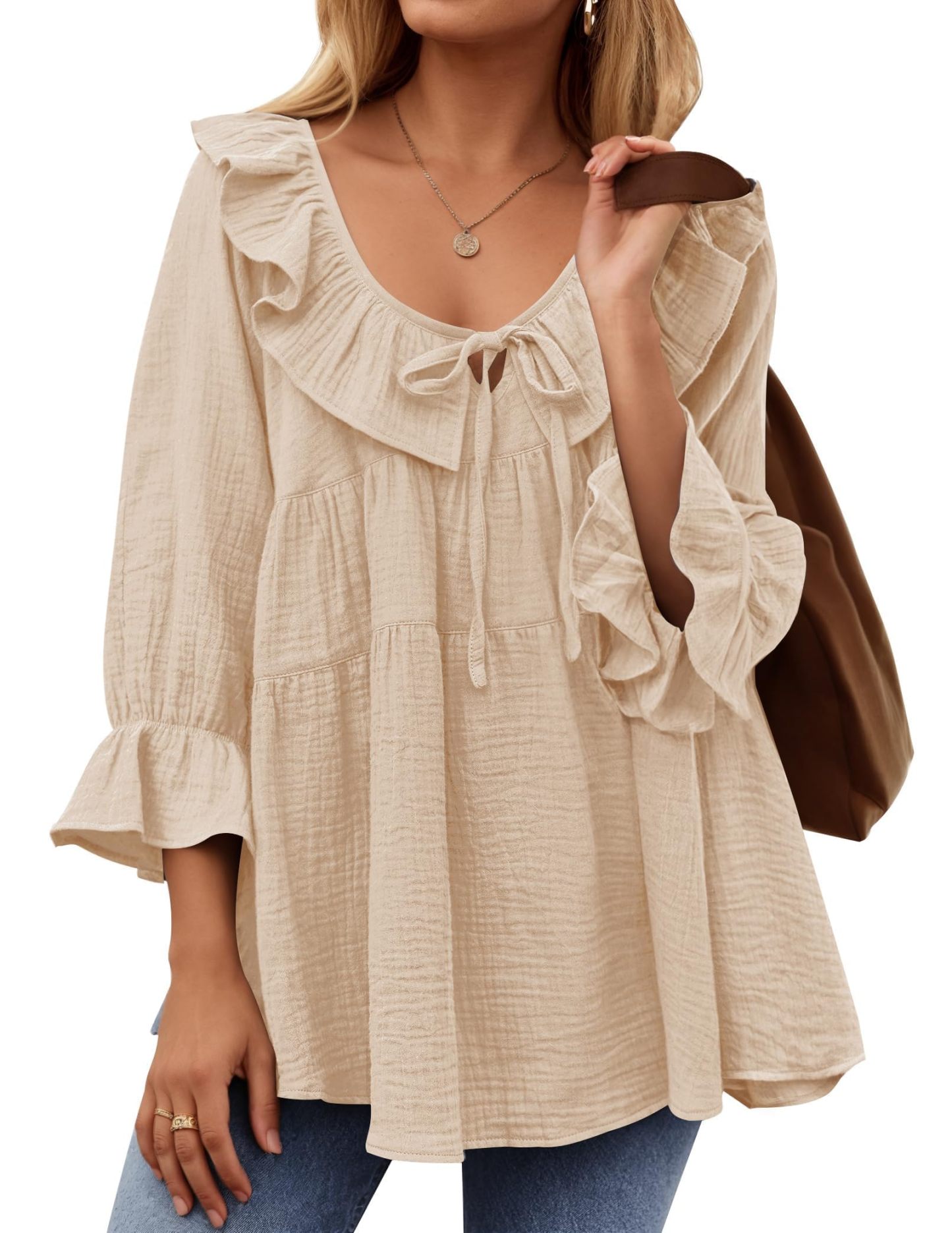 2024 New Women’s Scoop Neck 3/4 Length Sleeve Top(buy 2 10% OFF)