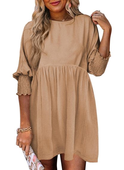 2025 New Women's Casual Short Sleeve Crew Neck Flowy Swing Tunic Dress