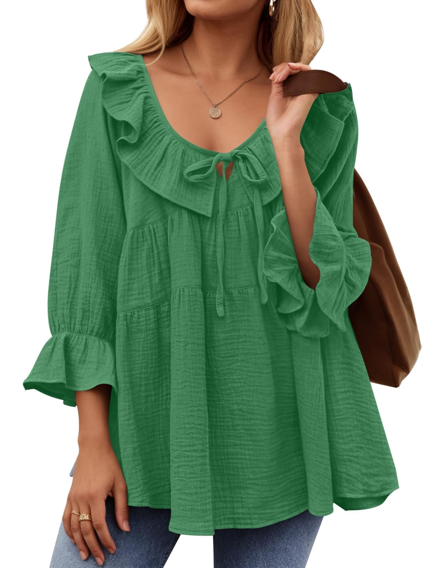 2024 New Women’s Scoop Neck 3/4 Length Sleeve Top(buy 2 10% OFF)