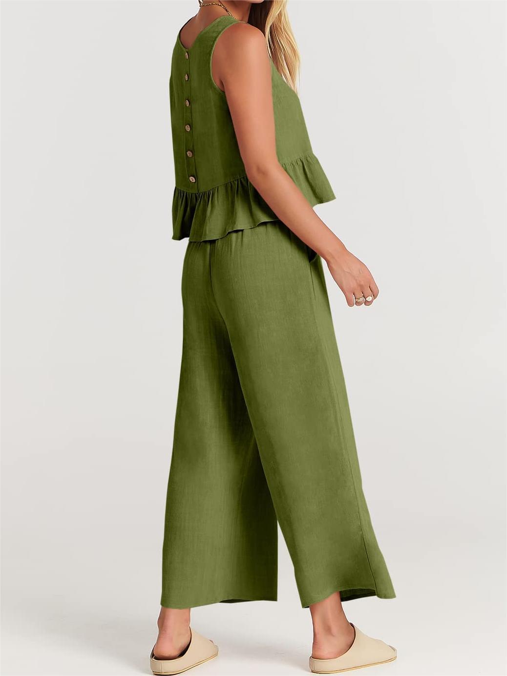 Women's Summer 2 Pieces Outfits - Lounge Set with Pockets-Pink Laura