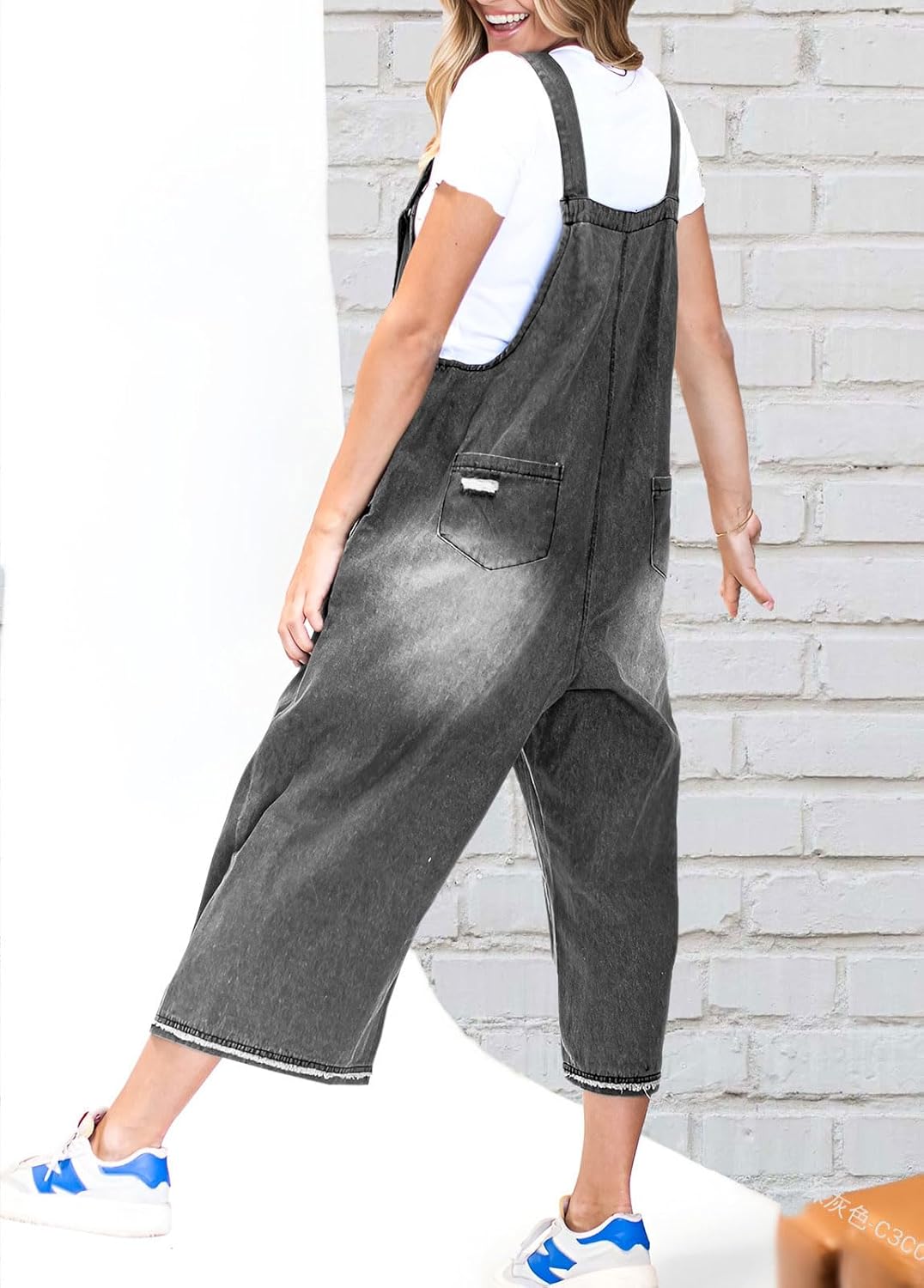 Loose Fit Adjustable Strap Distressed Denim Bib Overalls(buy 2 free shipping!!!)