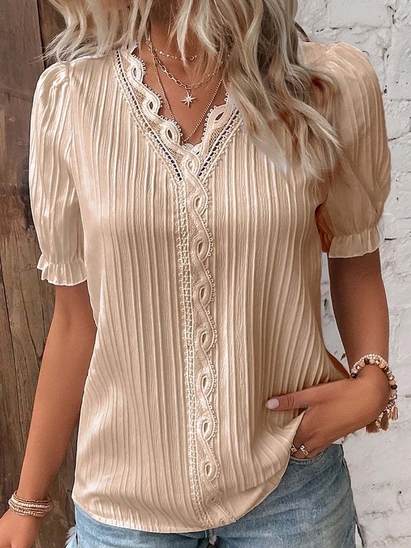 Limited Stock🛒49%OFF🔥V Neck Plain Lace Elegant Shirt