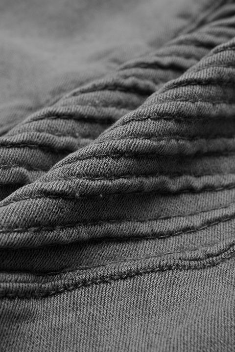 Solid Slant Pocket Zip Side Seam Detail Skinny Jeans