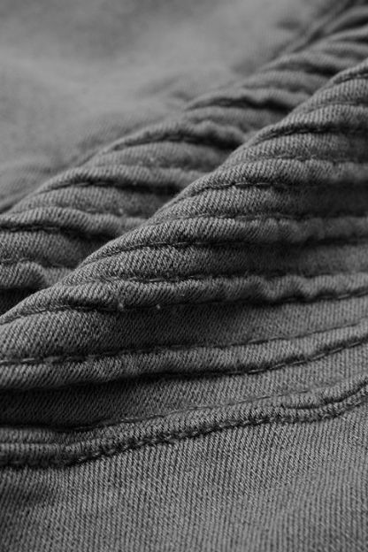 Solid Slant Pocket Zip Side Seam Detail Skinny Jeans