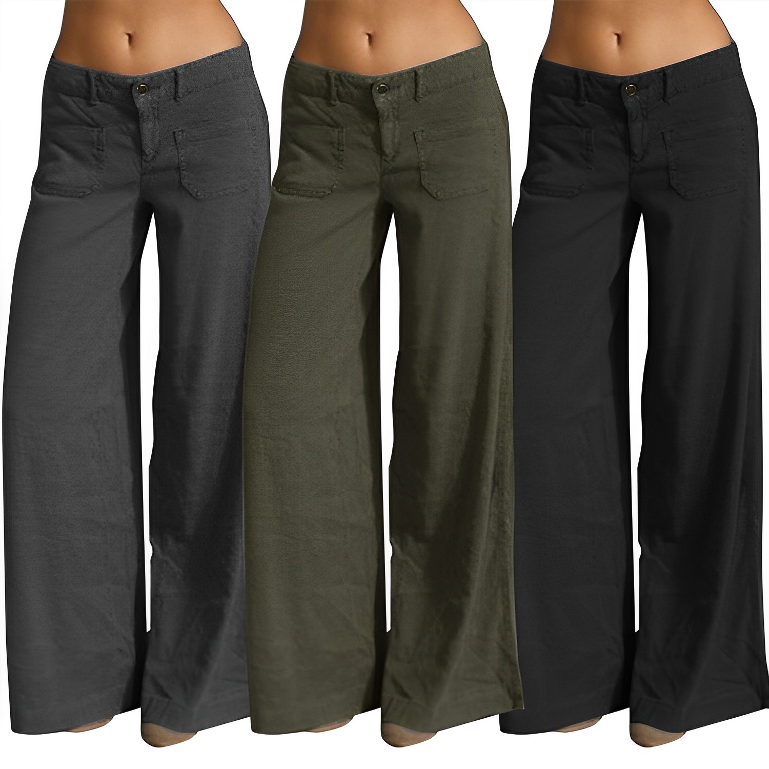 Dual Pocket Front Wide Leg Jeans