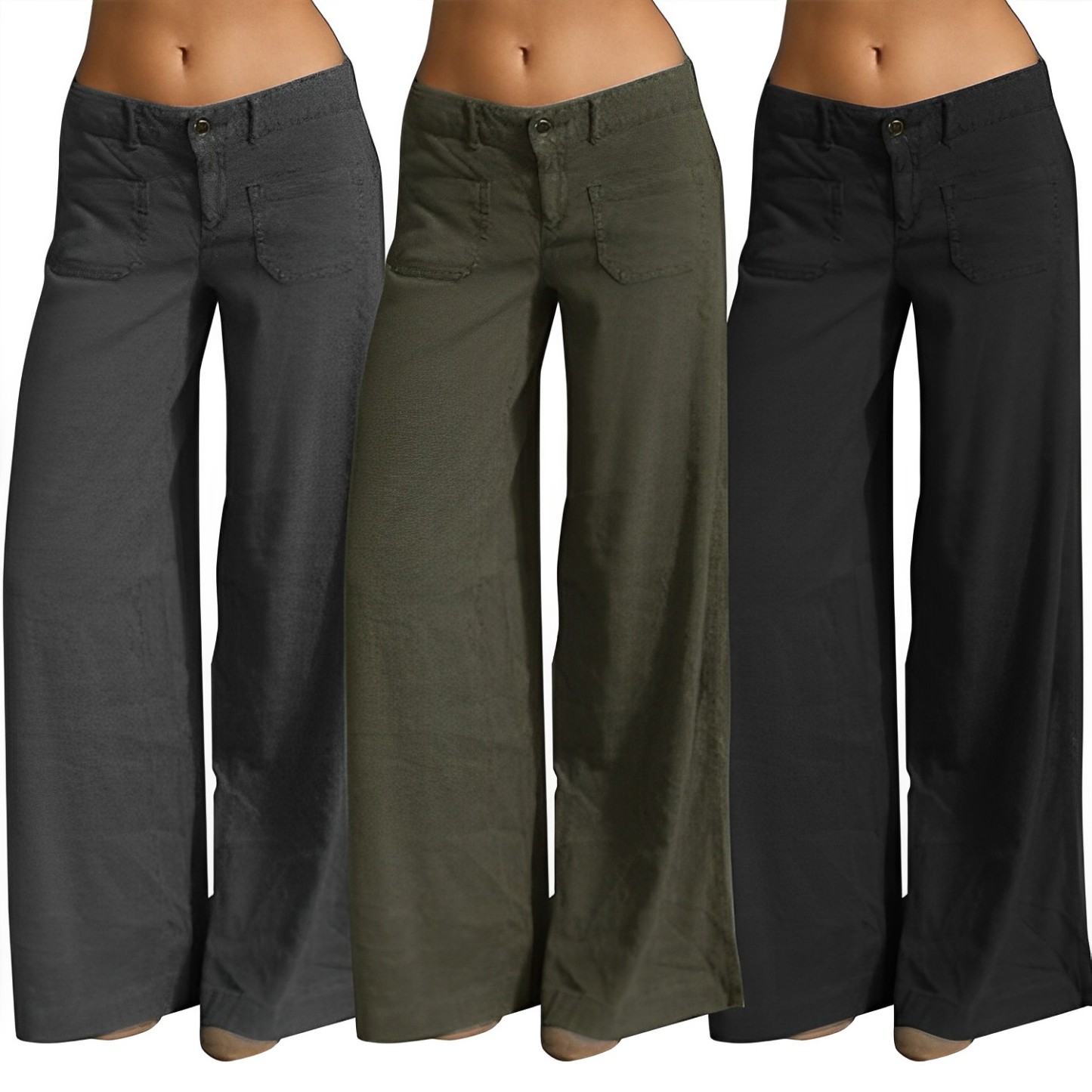 Dual Pocket Front Wide Leg Jeans