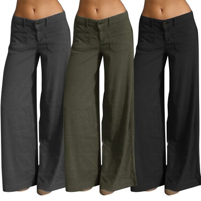 Dual Pocket Front Wide Leg Jeans