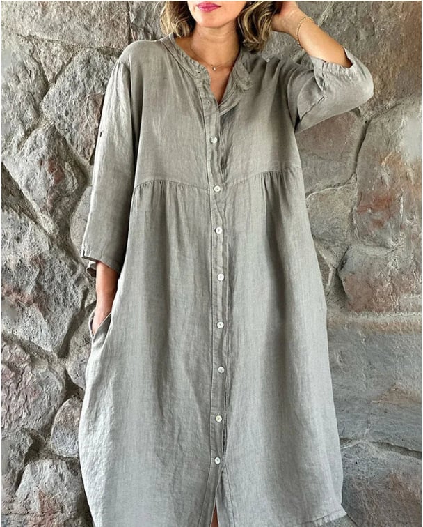 🔥Last Day Sale 49% OFF - Cotton And Linen Loose Shirt Dress🔥Buy 2 Free VIP Shipping🔥