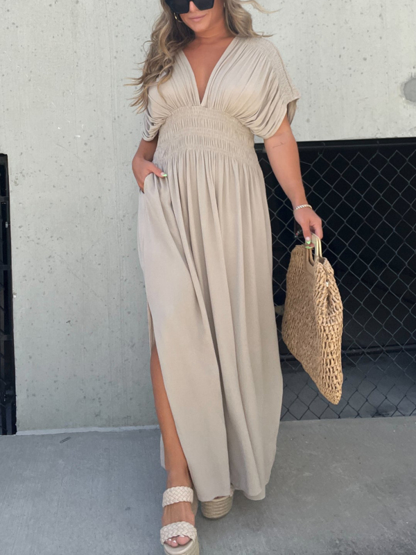 🔥New🔥Plunging Batwing Maxi Dress🧡 (BUY 2 FREE SHIPPING)-hivebabe.com