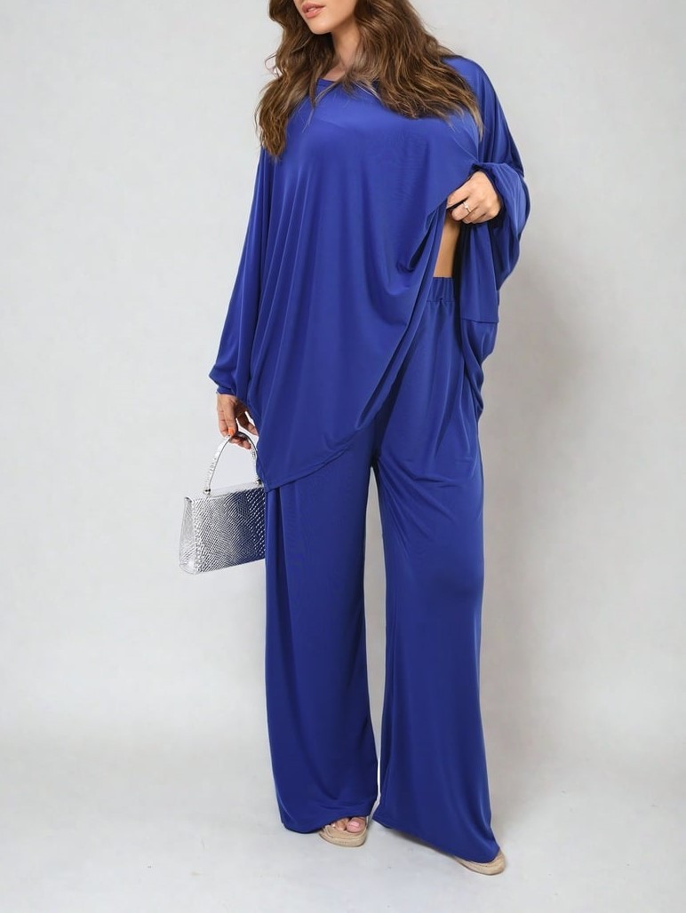 HOT SALE Casual Oversized Long Sleeve Top and Wide Leg Pants Set (Buy 2 Free Shipping)