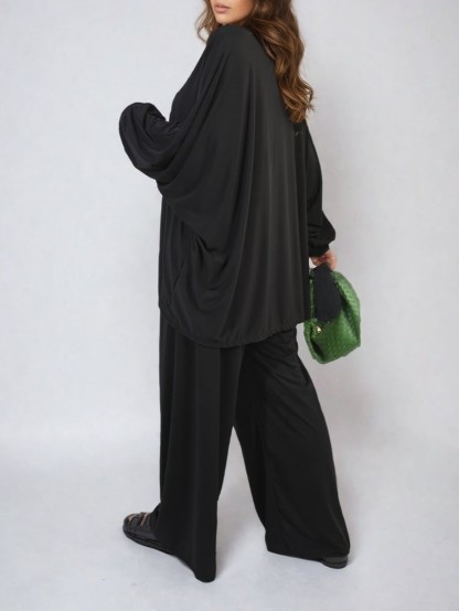 HOT SALE Casual Oversized Long Sleeve Top and Wide Leg Pants Set (Buy 2 Free Shipping)