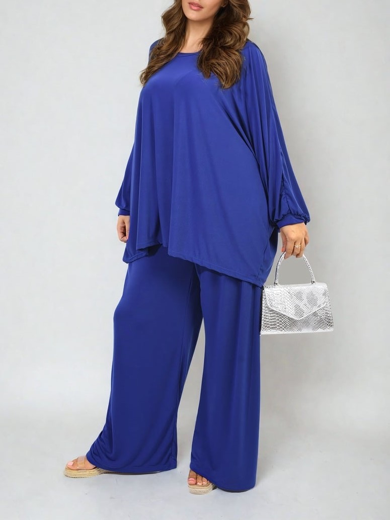 HOT SALE Casual Oversized Long Sleeve Top and Wide Leg Pants Set (Buy 2 Free Shipping)