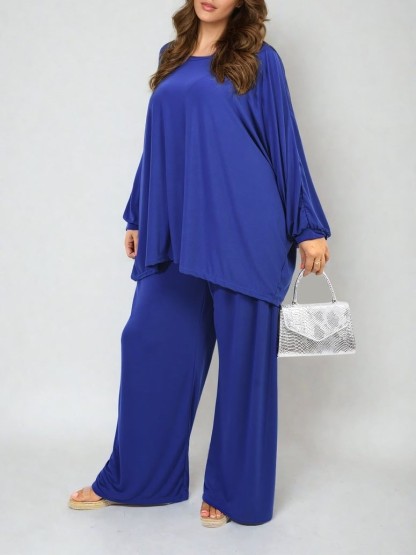 HOT SALE Casual Oversized Long Sleeve Top and Wide Leg Pants Set (Buy 2 Free Shipping)