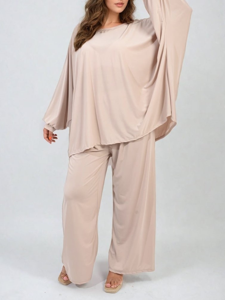 HOT SALE Casual Oversized Long Sleeve Top and Wide Leg Pants Set (Buy 2 Free Shipping)