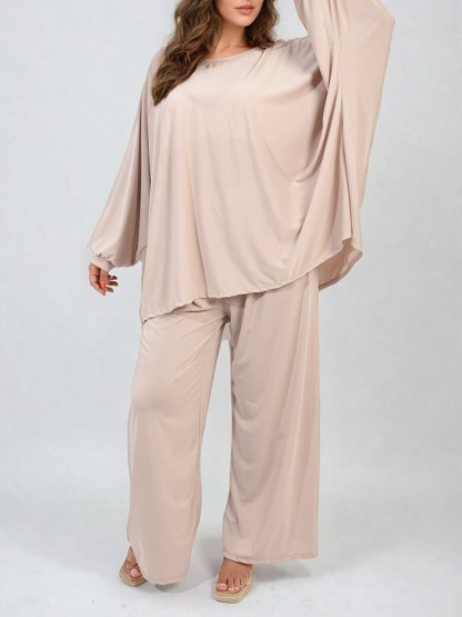 HOT SALE Casual Oversized Long Sleeve Top and Wide Leg Pants Set (Buy 2 Free Shipping)