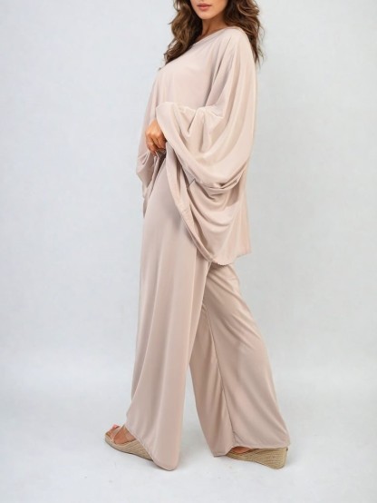 HOT SALE Casual Oversized Long Sleeve Top and Wide Leg Pants Set (Buy 2 Free Shipping)