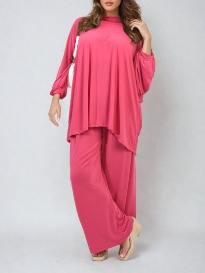 HOT SALE Casual Oversized Long Sleeve Top and Wide Leg Pants Set (Buy 2 Free Shipping)