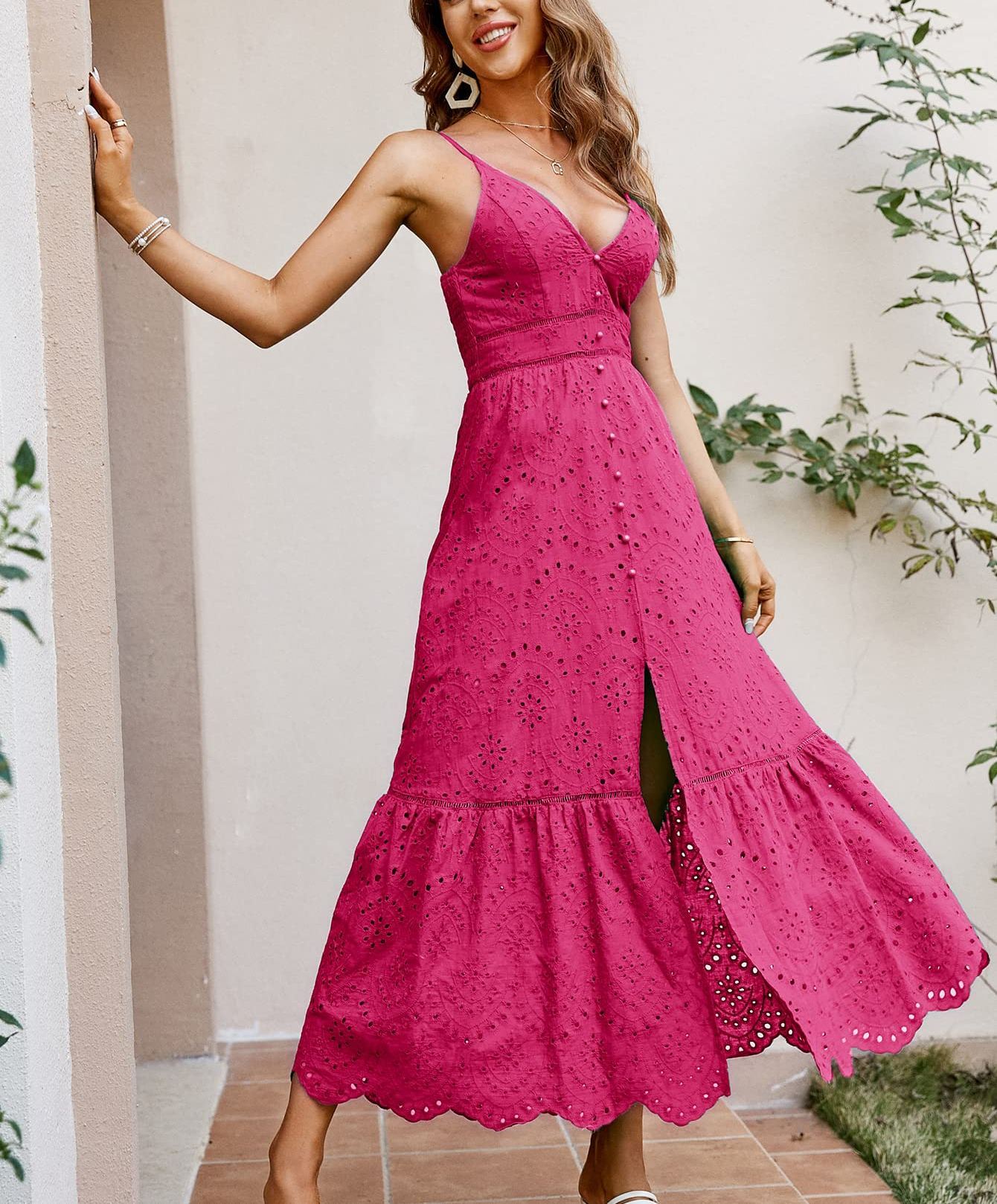 ⏰Hot Sale-Women's Embroidery Pearl Button Down Dress-hivebabe.com