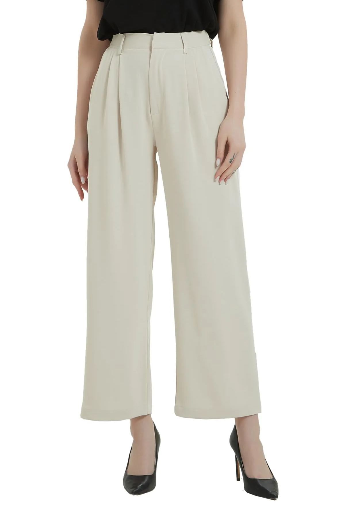 Women High Waist Casual Straight Leg Long  Dress Pants