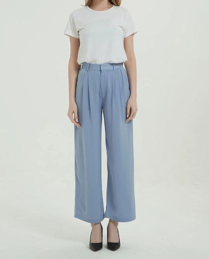 Women High Waist Casual Straight Leg Long  Dress Pants