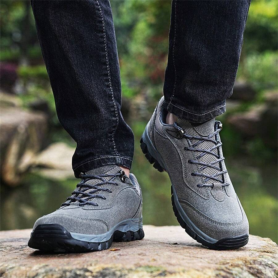 Men's Lightweight Non-Slip Suede Leather Outdoor Shoes,Comfy Orthopedic Walking Shoes - 4004