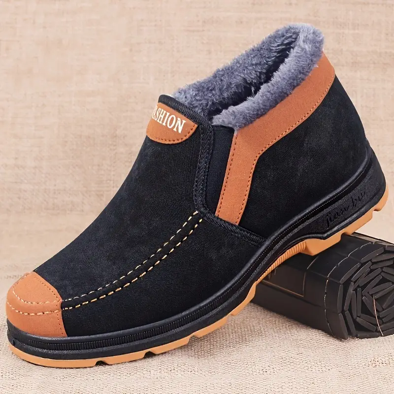 🔥On This Week Sale 70% OFF🔥 Men's Casual Warm Snow Boots, Ankle Height, Fabric Lining, Rubber Sole, Solid Color, Outdoor Footwear - W014