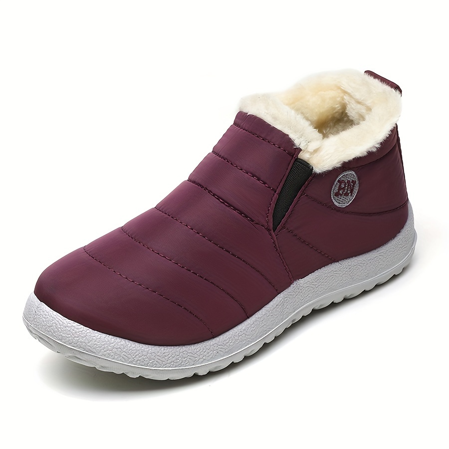 Men's Solid Color Classic Slip On Snow Boots With Warm Plush Lining, Comfy Non Slip Durable Casual Thermal Shoes, Men's Winter Footwear