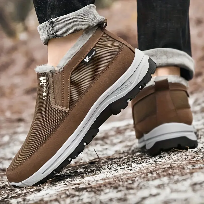 🔥On This Week Sale 70% OFF🔥 Men's Slip-On Snow Boots - Casual Solid Color, All-Season Comfort with Warm Fleece Lining & Non-Slip Rubber Sole - W012