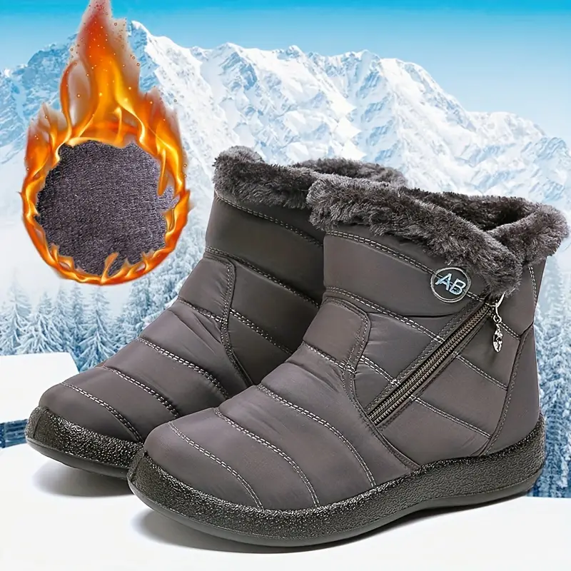 Cozy Winter Snow Boots for Women - Waterproof, Fur-Lined, Insulated Ankle Booties with Side Zipper and Anti-Slip Sole for Warm and Comfortable Walking Experience - Perfect for Cold Weather Outdoor Activities