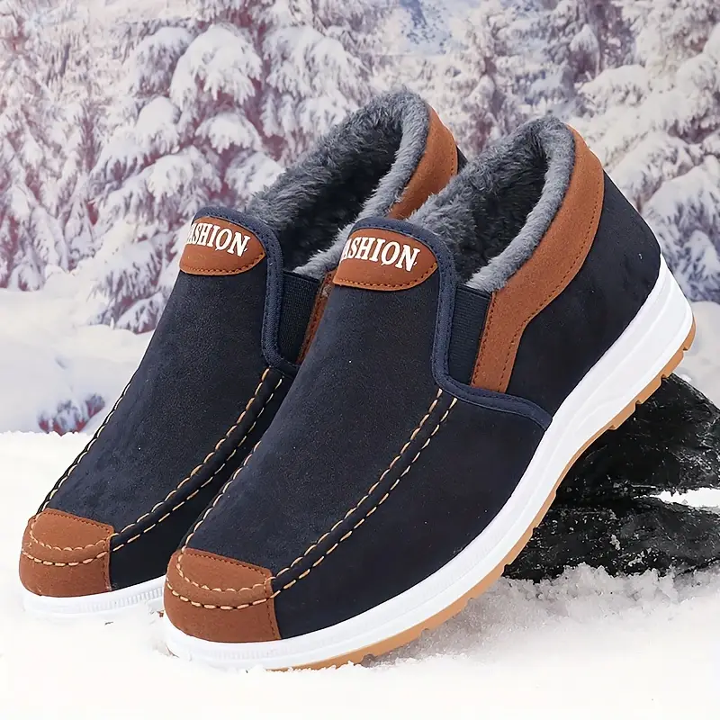 🔥On This Week Sale 70% OFF🔥 Men's Casual Warm Snow Boots, Ankle Height, Fabric Lining, Rubber Sole, Solid Color, Outdoor Footwear - W014