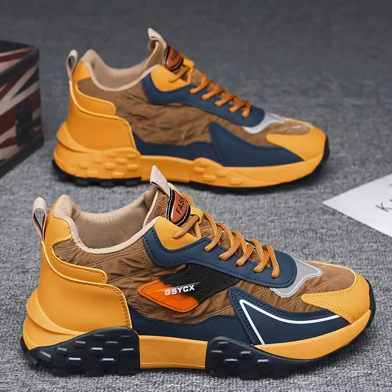 🔥On This Week Sale 70% OFF🔥 Mens' Stylish Color Block Platform Sneakers - Sneakers with Non Slip Sole, Shock Absorption, and Breathable Design for Outdoor Walking  - W013