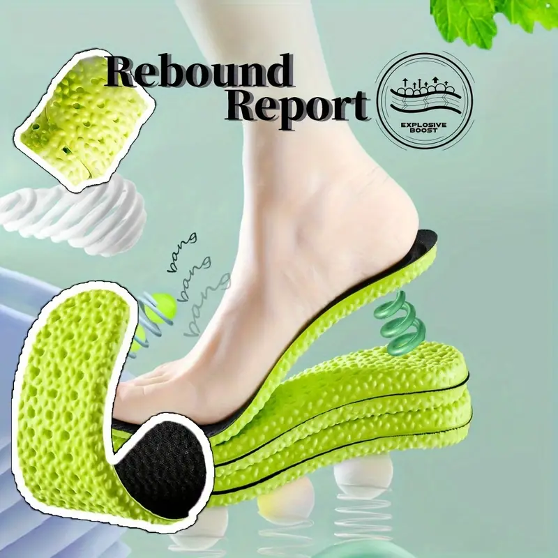 3 pairs of neutral green EVA sports shock insoles, sweat-absorbing and insoles