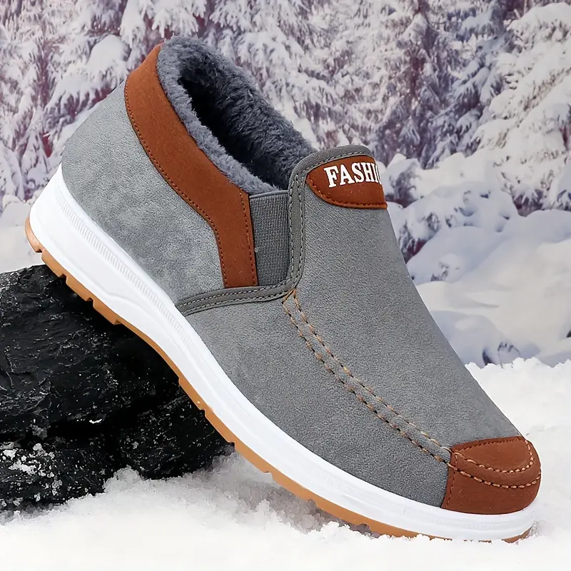 🔥On This Week Sale 70% OFF🔥 Men's Casual Warm Snow Boots, Ankle Height, Fabric Lining, Rubber Sole, Solid Color, Outdoor Footwear - W014