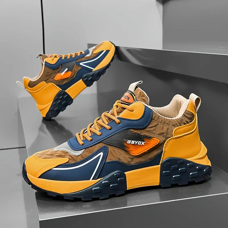 🔥On This Week Sale 70% OFF🔥 Mens' Stylish Color Block Platform Sneakers - Sneakers with Non Slip Sole, Shock Absorption, and Breathable Design for Outdoor Walking  - W013
