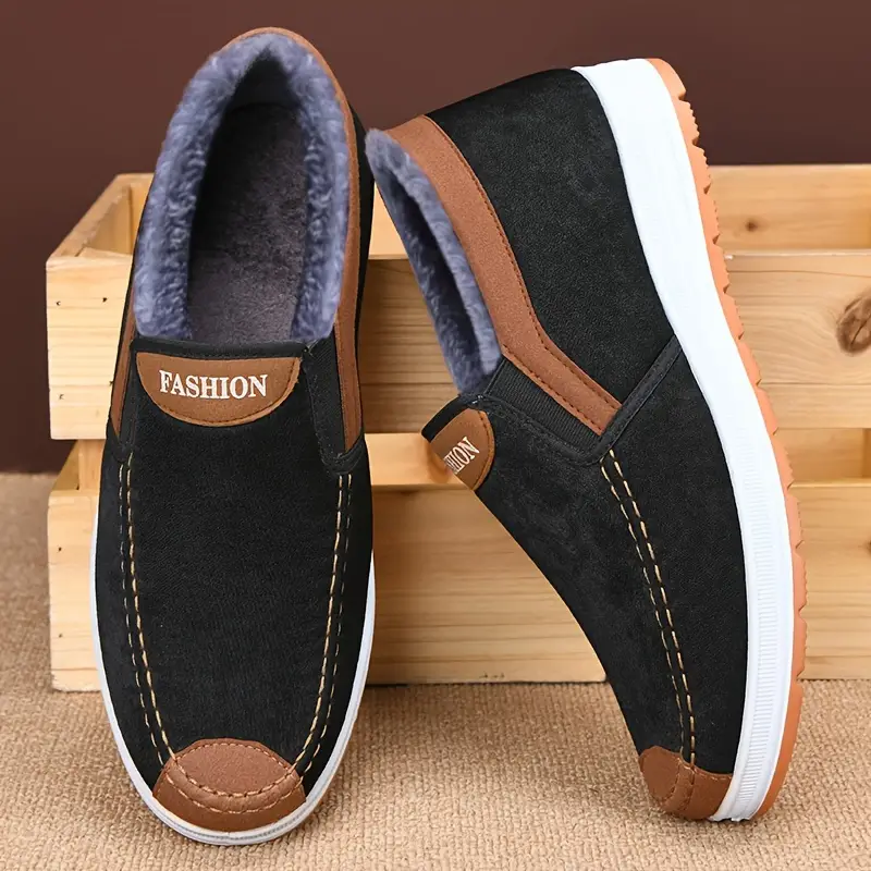 🔥On This Week Sale 70% OFF🔥 Men's Casual Warm Snow Boots, Ankle Height, Fabric Lining, Rubber Sole, Solid Color, Outdoor Footwear - W014