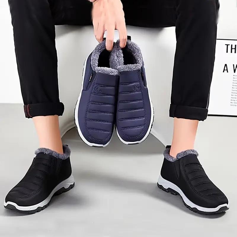 🔥Last Day Promotion 70% OFF 🎁 Universal Ankle Snow Boots for Men - Fleece Lined Warm Winter Waterproof Slip-On, Fabric Upper & Inner